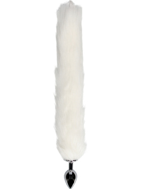 Ouch!: Light-up Fox Tail with Metal Butt Plug, white