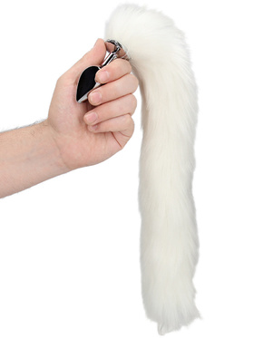 Ouch!: Light-up Fox Tail with Metal Butt Plug, white