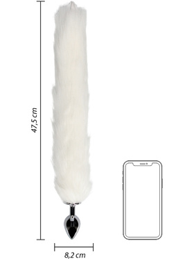 Ouch!: Light-up Fox Tail with Metal Butt Plug, white