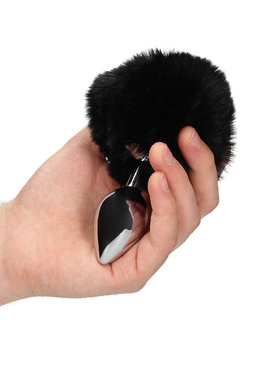 Ouch!: Bunny Tail with Metal Butt Plug, black