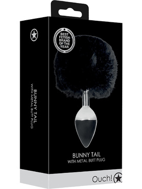 Ouch!: Bunny Tail with Metal Butt Plug, black