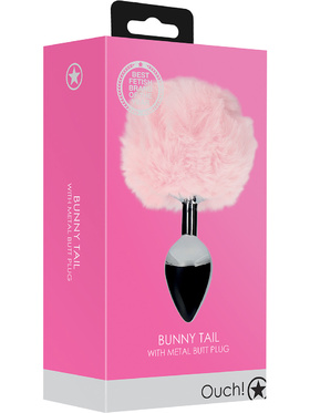 Ouch!: Bunny Tail with Metal Butt Plug, pink