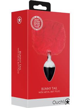 Ouch!: Bunny Tail with Metal Butt Plug, red