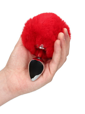 Ouch!: Bunny Tail with Metal Butt Plug, red