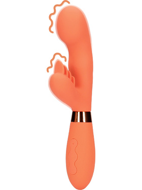 Loveline: Silicone Rabbit Vibrator with Ribbed Clitoral Stimulator